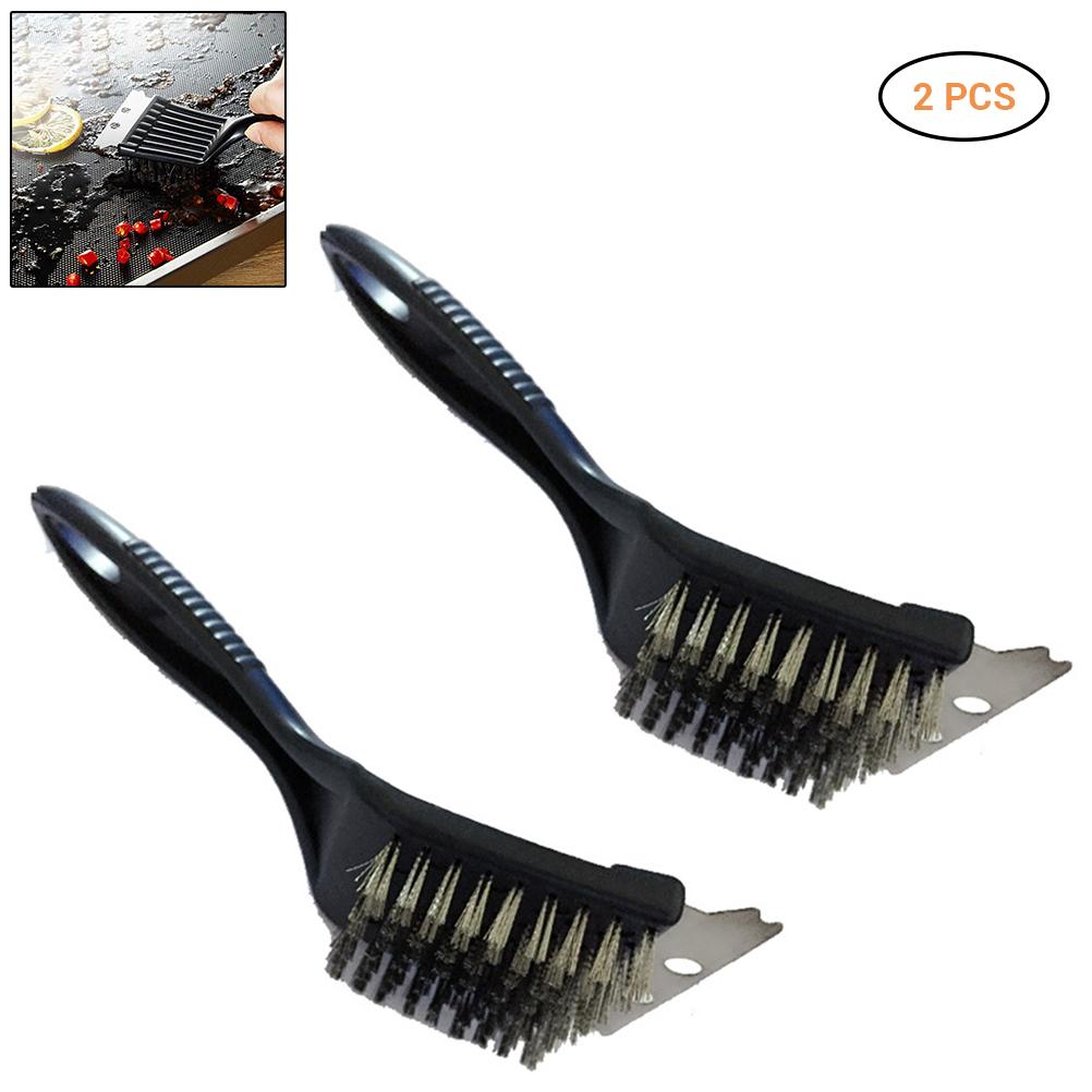 2 Stück BBQ Grillbürsten Edelstahlborsten Reinigungsbürsten Barbecue Grillbürsten Schaber