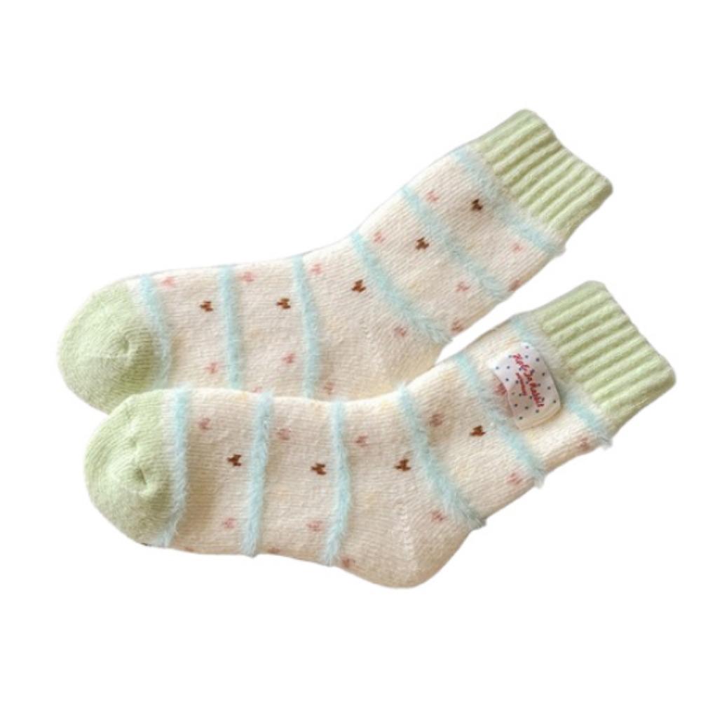 Absorb Sweat Mid Tube Socks Candy Color Thickened Floor Socks Korean Women's Socks  Autumn Winter