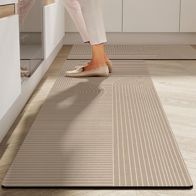 Floor Mat for Kitchen Waterproof Non-slip Oil-proof Carpet Minimalist Line Texture Long Size Rugs Entrance Home Decoration Mats