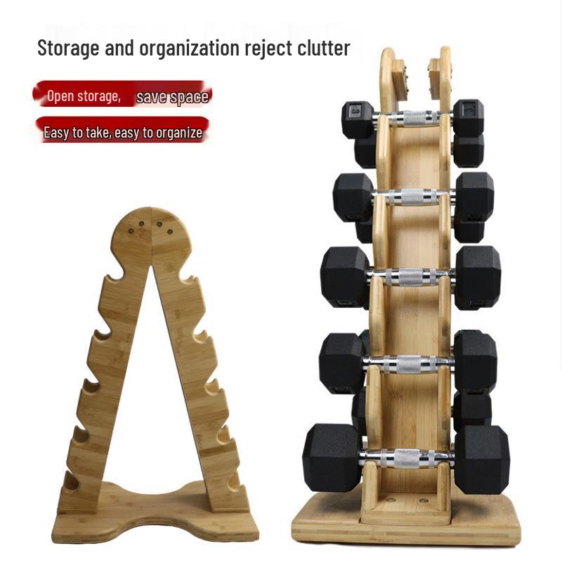 Vertical Wooden Dumbbell Rack for Home Gym Storage
