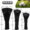 KALOLINNA Golf Head Cover Set of 3 Utility Stylish Fairway Wood Protective Case Golf Durable Replaceable Number Tag Included Black