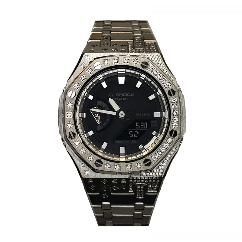 

CASIO Men Liquid Crystal,Analog Dual Display Series Black Watch GA-2100-1A1(Watch3--)