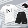 "2026 Men's Breathable Sports Pattern Printed T-shirt Casual Fashion Short-sleeved T-shirt Summer Streetwear Top Two-piece Set.