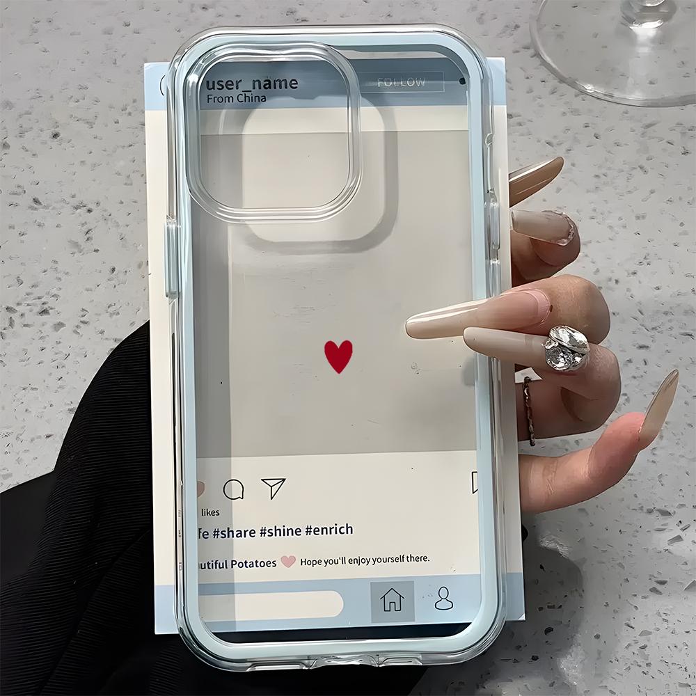 Simple Red Heart Pattern 2in1 Clear Case For Samsung Galaxy S26 Ultra S25 S23 FE S24 S22 Plus A57 A37 A55 A54 A36 A35 A16 Cover