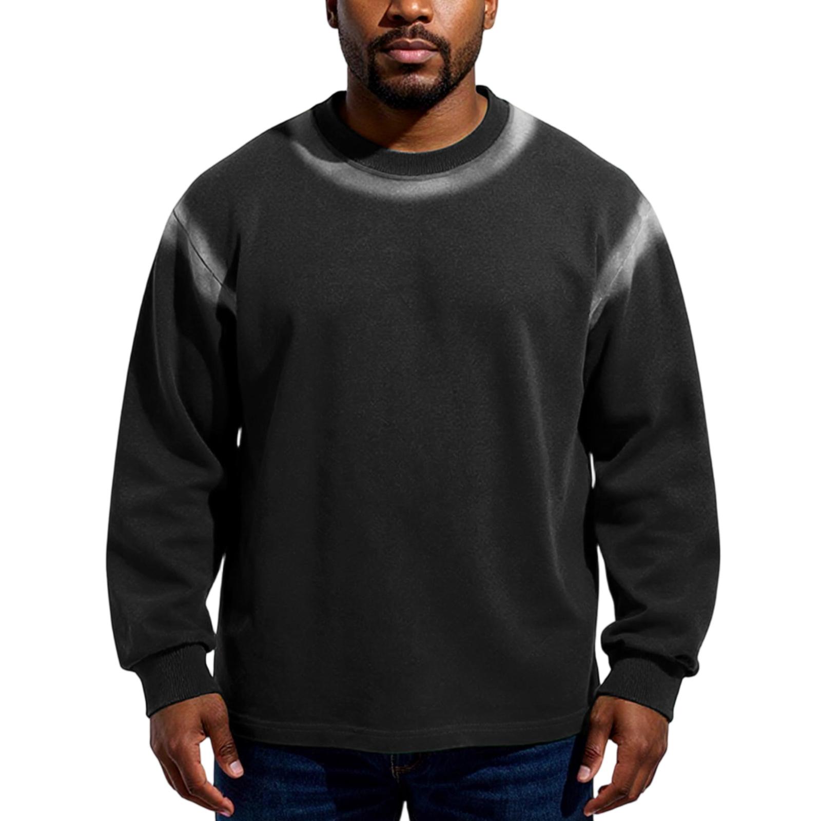 

Round Neck Men s Casual Loose Outdoor Hoodie XXXL чёрный