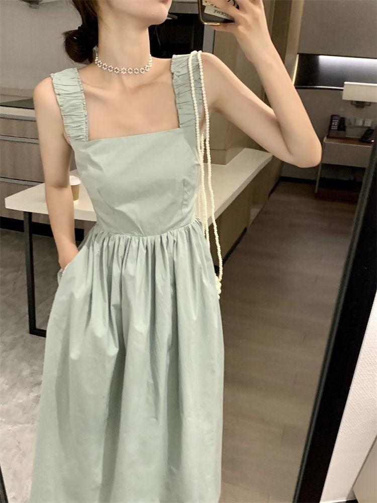 Women's 2025 Summer French Mid-Length Waist-Slimming Temperament Dress