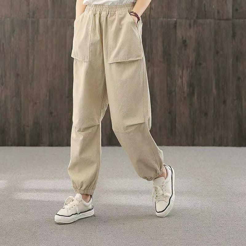 Simple, Versatile and Comfortable Overalls, Pocket Trousers, Loose Folds, Literary Casual Pants, Feet