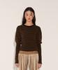 Soltipebeul Stripe Puff Knit Top [Brown]