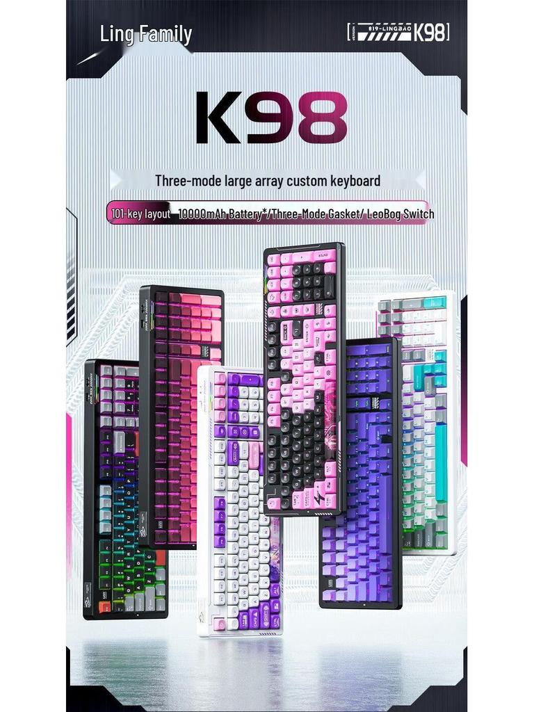 LingBao K98 Wireless 101-Key Hot-Swappable Mechanical Gaming Keyboard