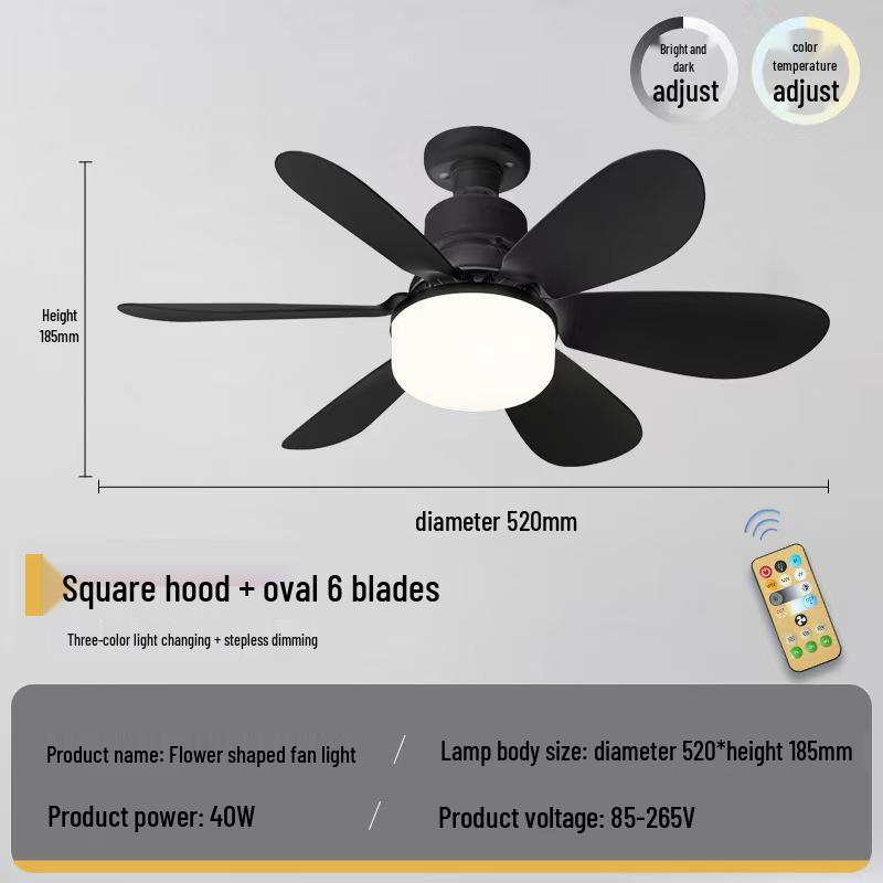 E27 Easy Install Silent Smart Ceiling Fan Light with 3 Dimmable Colors