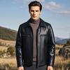 Futing Men's Heavyweight Sheepskin Lapel Leather Jacket