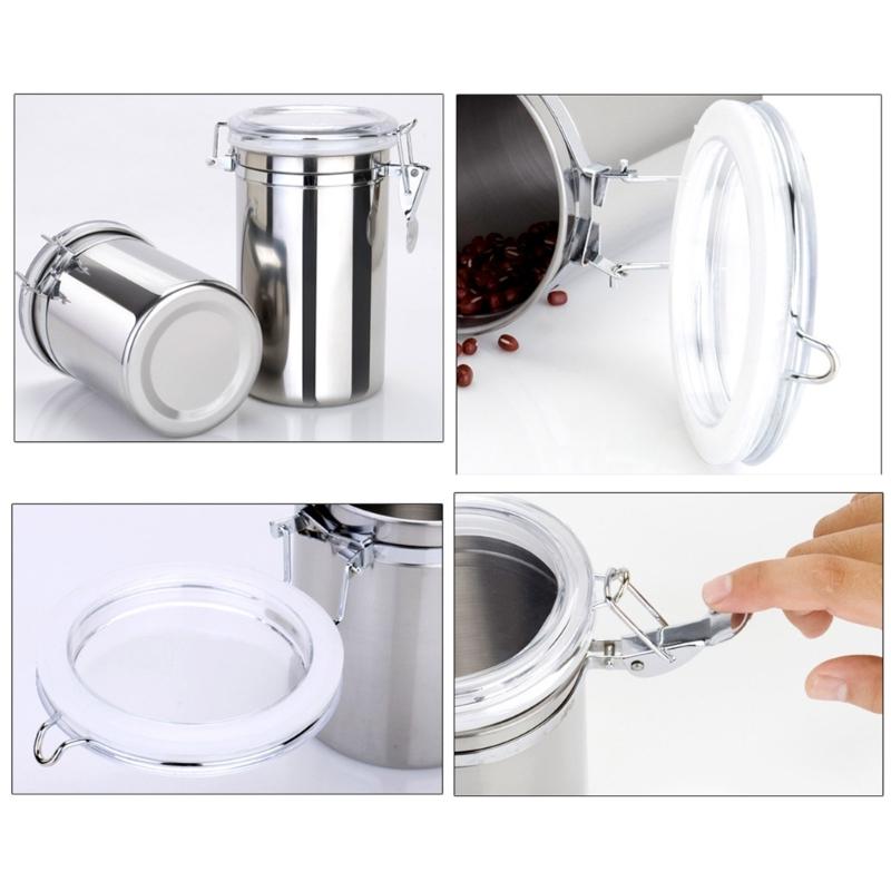 Multifunctional Steel Canister Set Steel Kitchen Storage Container Food Storage Sealed Canister with Clear Lid
