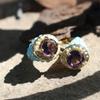 Huajie Women's Cute Corn Kernels Rings Purple Zircon Inlay Two Tone Ring Party Delicate Accessories  Trendy