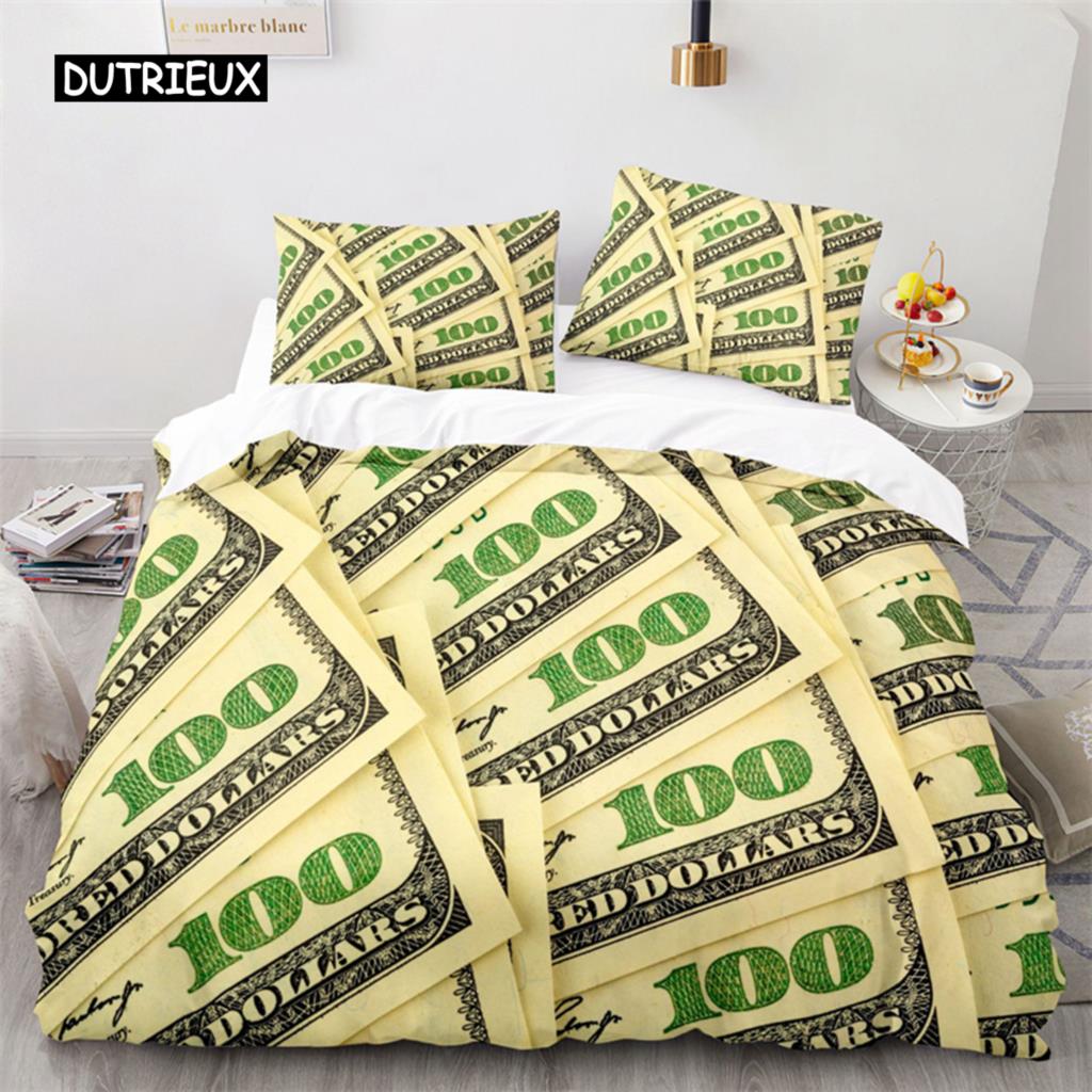 Пододеяльник Доллары Деньги Микрофибра Долларовые купюры Федеральной резервной системы США с портретом Бенджамина Франклина Декор комнаты EU single(135x200cm)