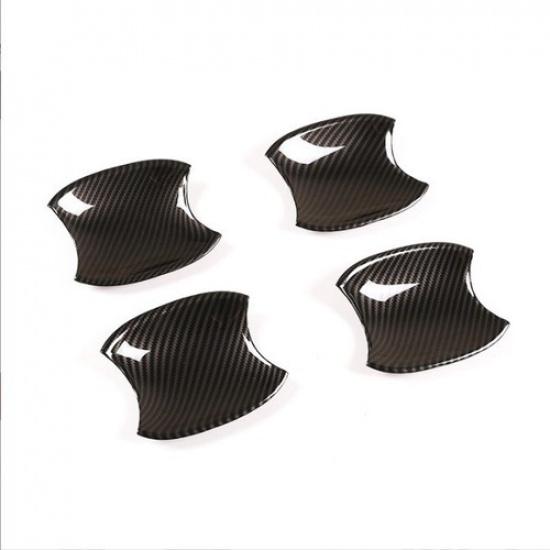 4pc For Toyot@ Tacoma 2016-23 Carbon Fiber Car Side Door Handle Bowl Cover Trim