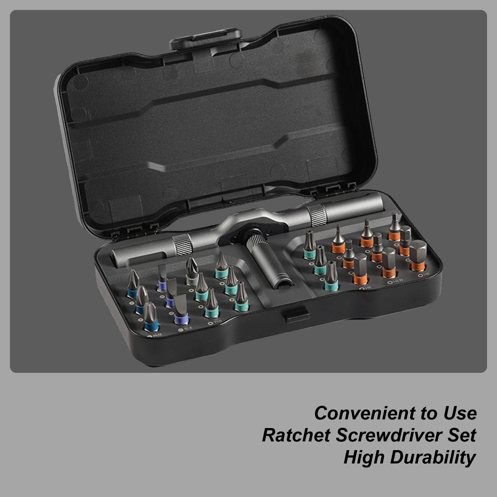

Ratchet Screwdriver Set Magnetic Repair Screwdriver Set Compact T-Handle Repair Tool Kit with Bits for Electronics Automotive CN