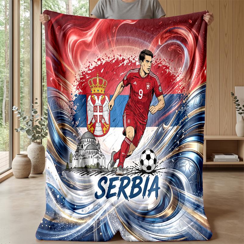 Serbia Printed Flannel Blanket Skin Friendly Warm Decorative Throw for Indoor Couch Bed Daily Use