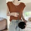 Hollow Out Short Sleeved Knitted Sweater for Women In Summer Slimming Down with Round Neck Camisole T-shirt Ice Silk Top