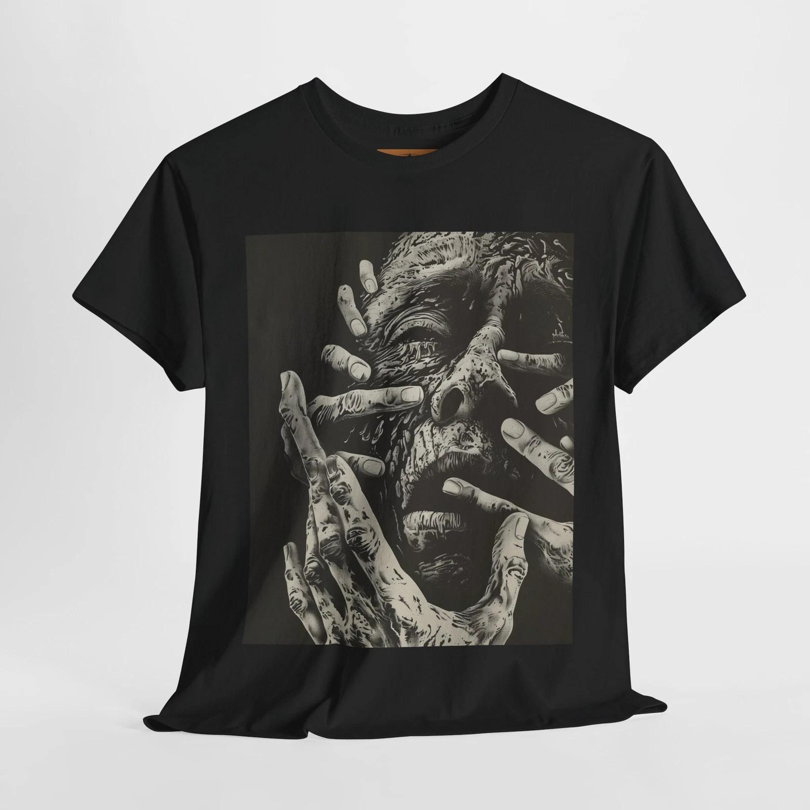 Hands Beneath the Skin Horror T-Shirt – Disturbing Human Face Art Tee M