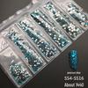 6-Grid Flat-Back Nail Art Rhinestone Set (1440pcs) - Mixed AB & Clear Glass Rhinestones Nail Decorations