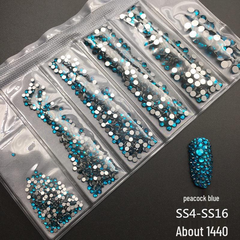 6-Grid Flat-Back Nail Art Rhinestone Set (1440pcs) - Mixed AB & Clear Glass Rhinestones Nail Decorations