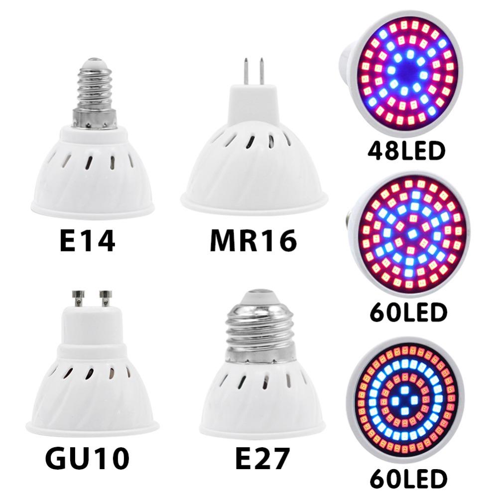 Full Spectrum Cfl LED Grow Light Lampada E27 E14 MR16 GU10 IR UV Indoor Plant Lamp Flowering Hydroponics System Garden AC85-265V