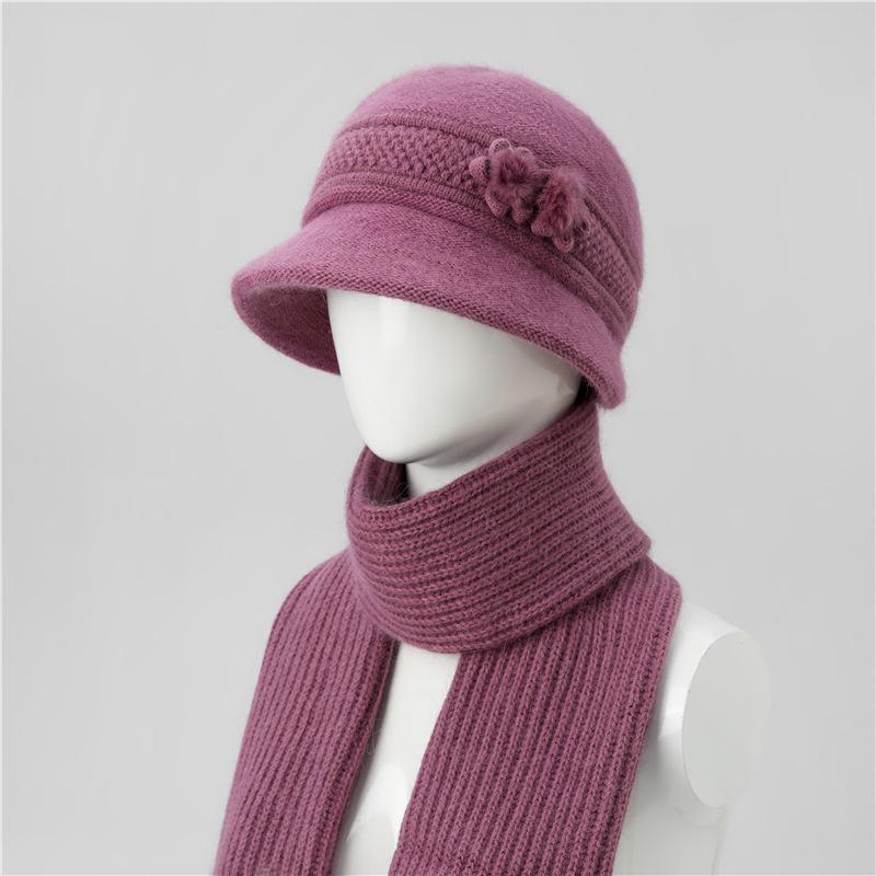Hat Female Mother Day Thickened Thermal Hat Grandmother Old Lady Rabbit Wool Knitted Hat Cold Proof