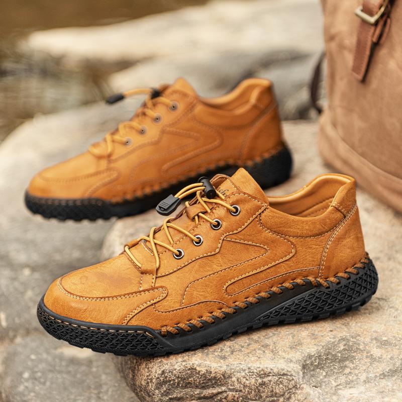 Fashion New Walking Shoes Men Non-Slip Leather Treking Footwear Leisure Lace Up Mens Casual Shoes Outdoor Male Sneakers Hiking Shoes