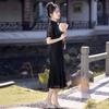New Chinese black lace improved fishtail cheongsam 1011 new girl young daily temperament national style dress