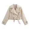 Chaqueta Gabardina Casual con Cinturón y Solapas Moda Femenina Euroamericana