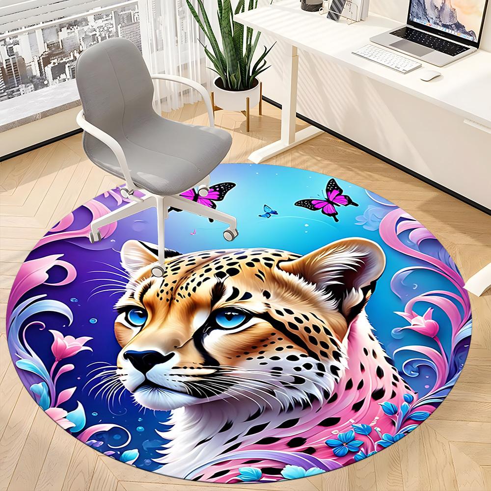 1pc Leopard Print Chair Carpet for Office, Non-slip, Soft and Durable Leisure Rug, Perfect for Office, Living Room yy251103142