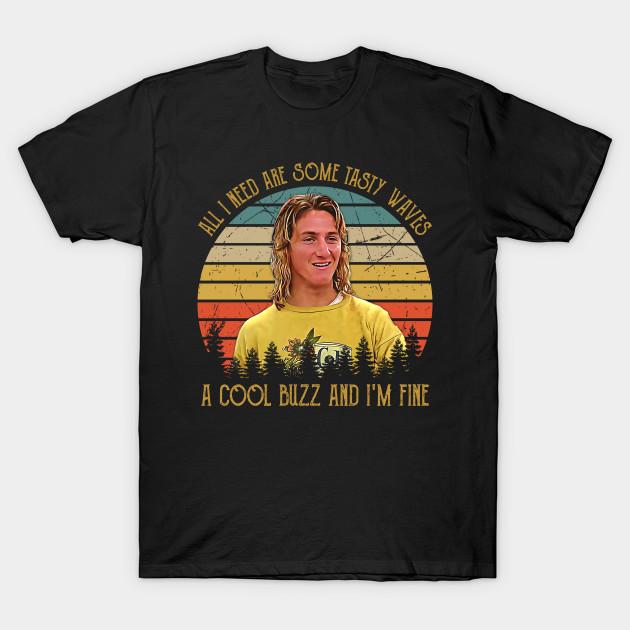 

Men Black Print T-shirt Vintage All I Need Are Some Tasty Waves, A Cool Buzz And I M Fine No-Cut Transfer Paper Print Cotton Tshirt L чорний