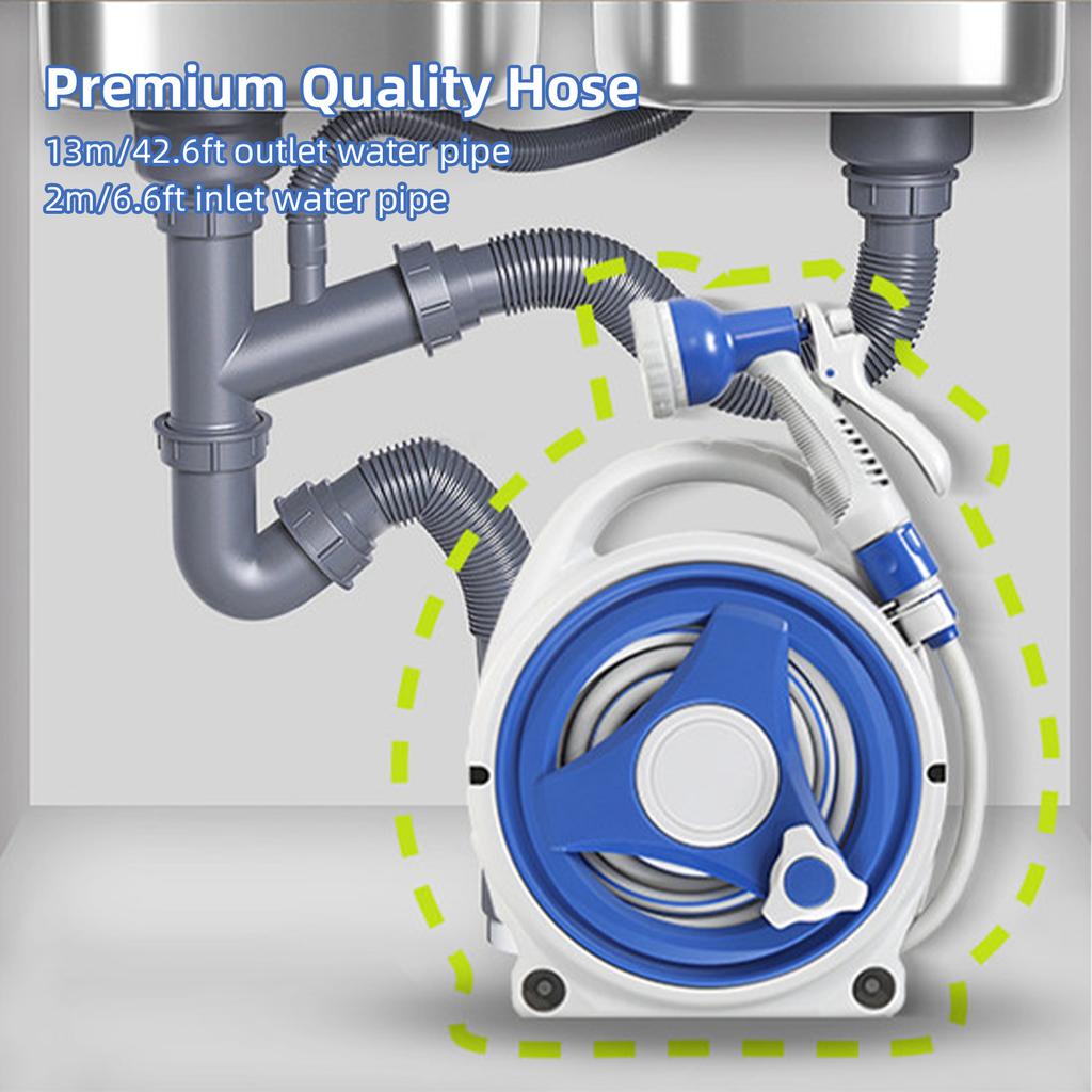 43FT X 3/4" Retractable Garden Hose Reel, Decorative Outdoor Garden Hose Reels - Automatic Self Retract Wall Mount Hose Reel