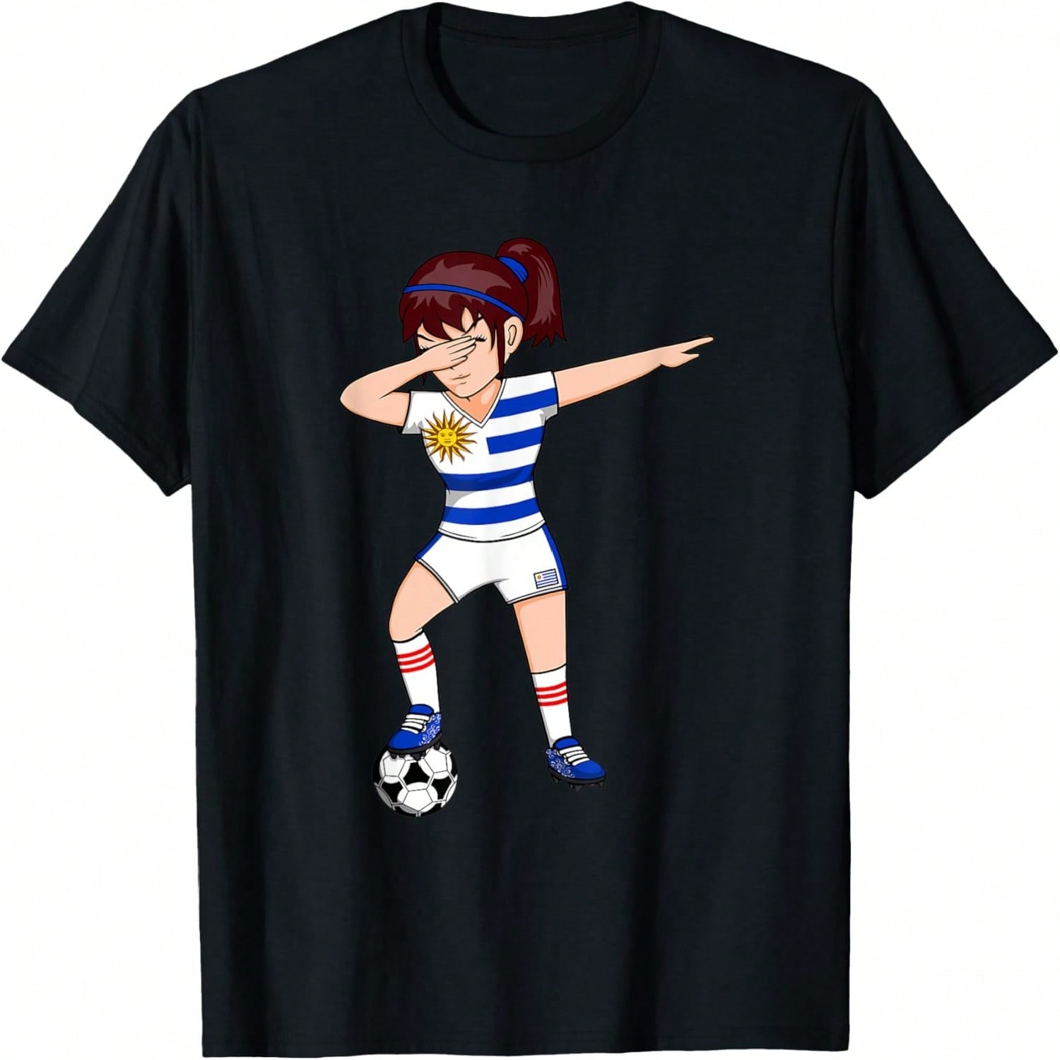 Dabbing Soccer Girl Uruguay Jersey Uruguayan Football Lovers T-Shirt S разноцветный