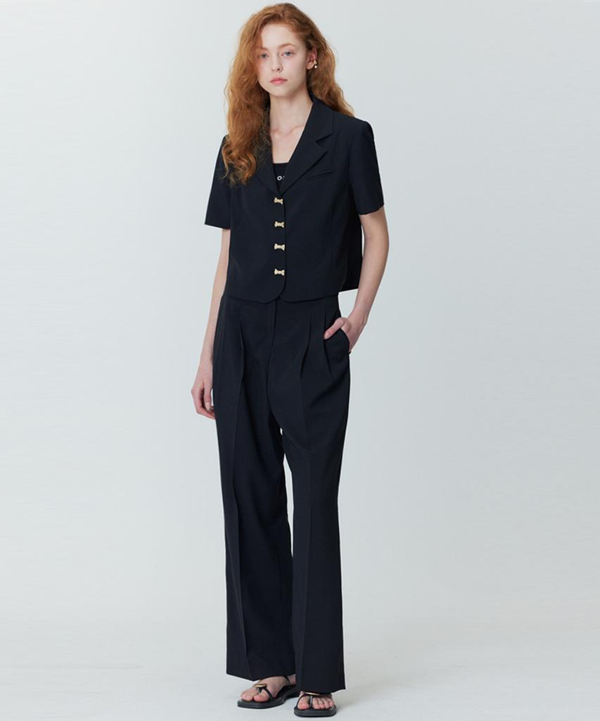 OPENING SUNSHINE Summer Double-Pleat Wide Pants_Black