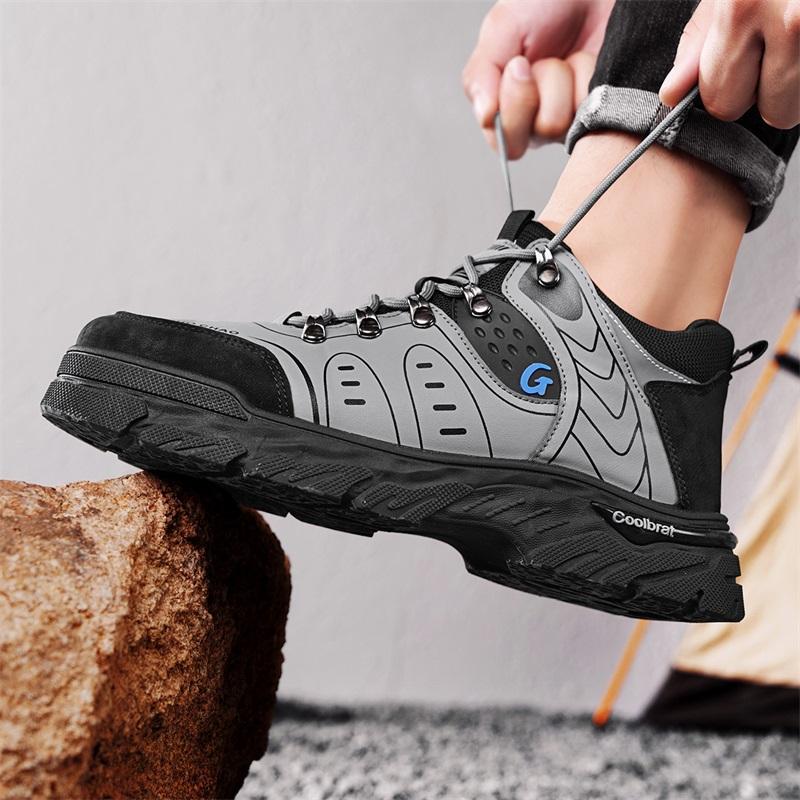 Fashion New Leather Sneakers Breathable Men Casual Shoes Comfortable Walking Shoes Non-Slip Outdoors Hiking Shoes Fashion Men's Shoes