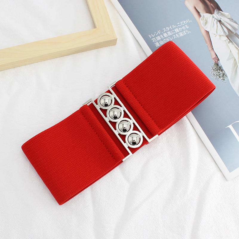 Fashion Women's Retro Width Belt Metal Elastic Waistband Stretch Buckle Girls Waistband Waist Seal for Women Dress Accessories