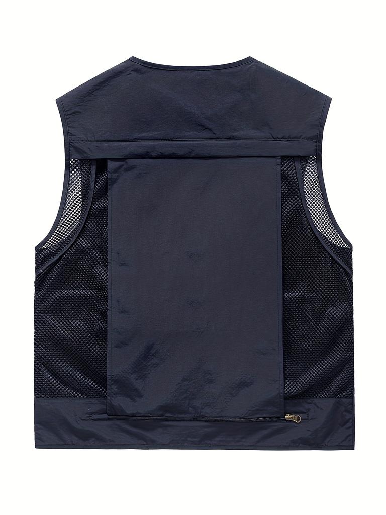 Men's Summer Casual Travels Vests with Multi Pockets, Comfy Breathable Tops for Fishing, Climbing