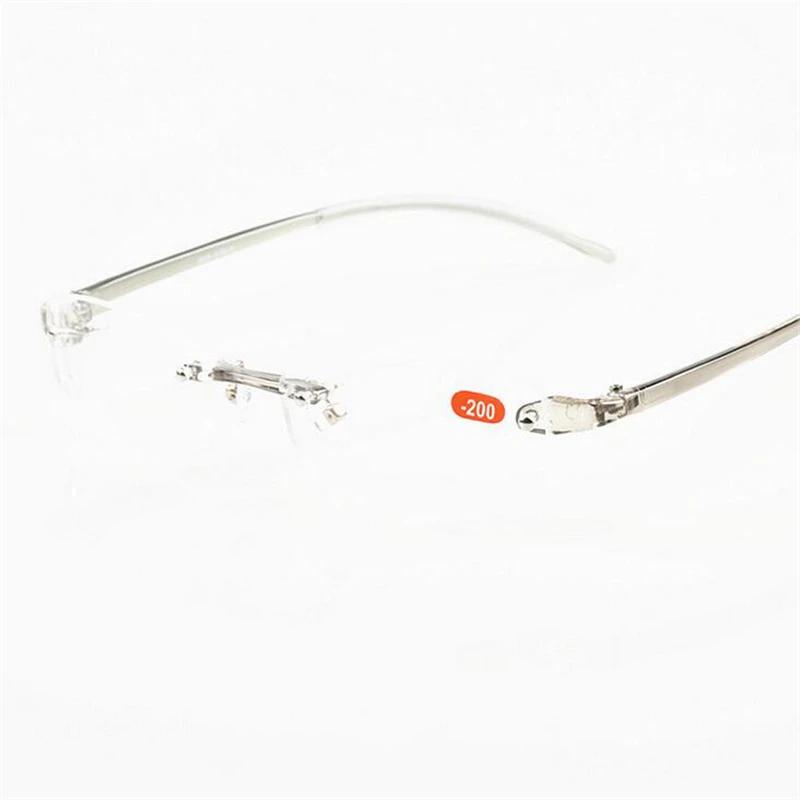 Acrylic Lens Rimless Finished Myopia Glasses Women Men  Ultra Thin Soft Frame Nearsighted Eyeglasses Unisex -1.0 To -4.0