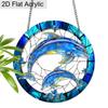 Acrylic Dolphin & Calf Suncatcher Stained Glass Effect Window Hanging Ornament Ocean Themed Gift for Home