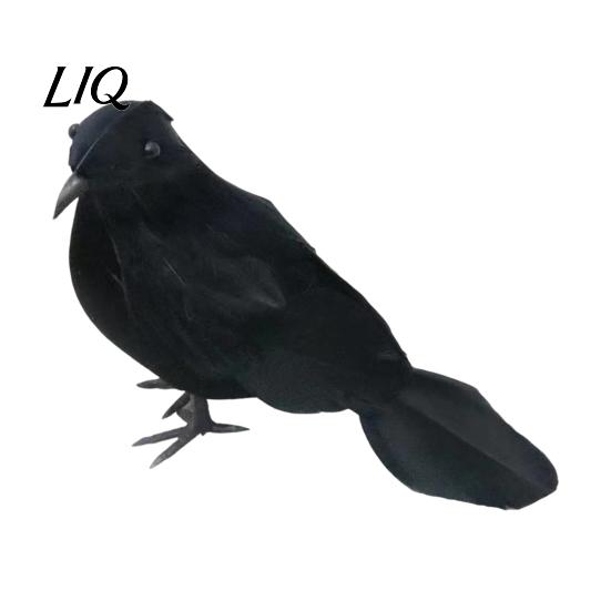 Levensechte Vogelbeeldjes Realistische Zwarte Kraai Halloween Decoratie, Gevederd Raaf Beeldje Prop Simulatie Raven voor Spookhuis, Kunstmatig