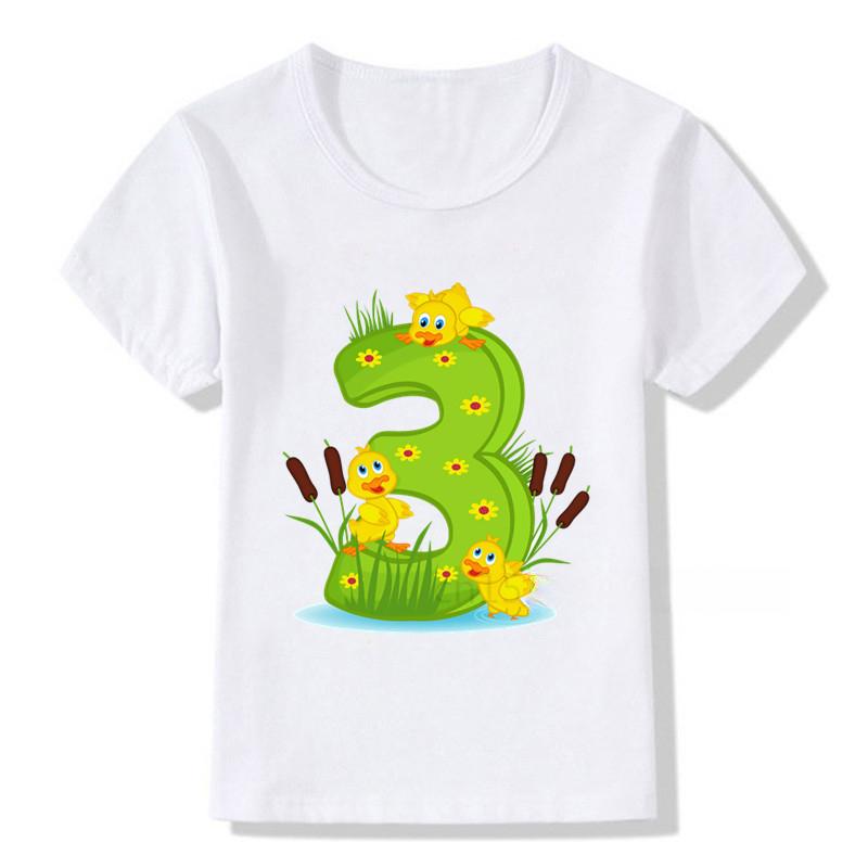 Kid Cute 1-9 Birthday Number Print T Shirt Children Birthday Boy Animal Lover T-shirt Boy&Girl Funny Gift Tshirt Present