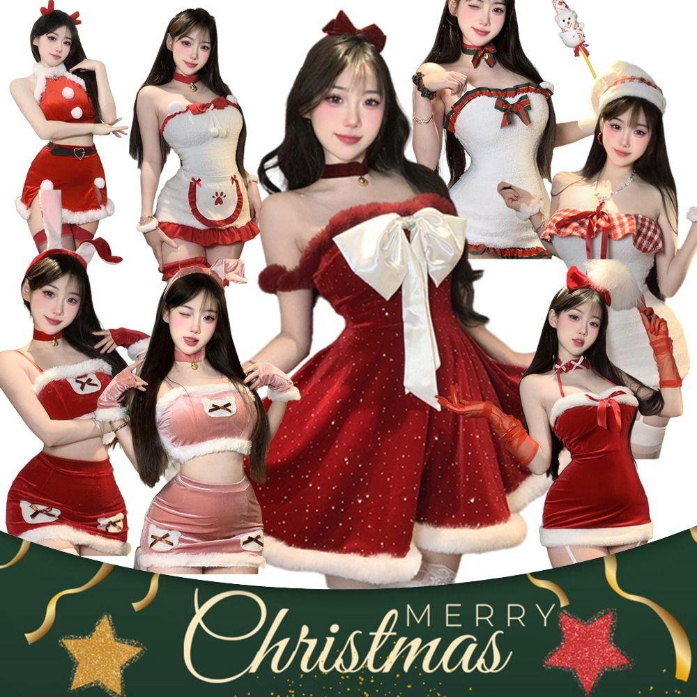 Red Velvet Santa Claus Coat Xmas Cosplay Outfit Fashion Cosplay Costumes Holiday Party