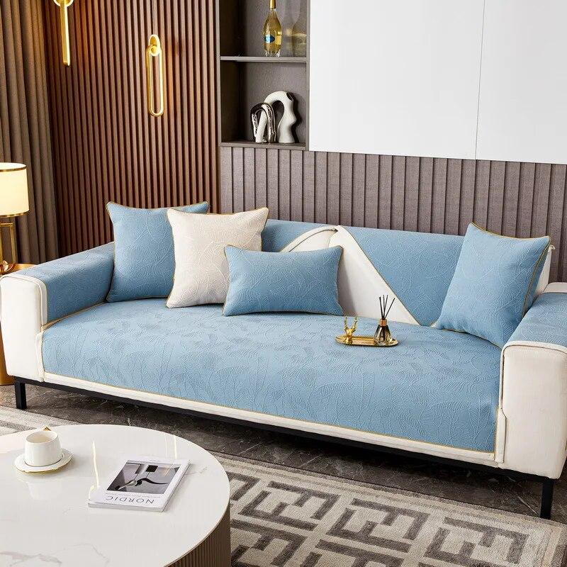 List Jednobarevná Žinylková Podložka na Pohovku Čtyři Roční Období Univerzální Protiskluzová a Prachotěsná Podložka na Pohovku Potah na Pohovku Polštář v Severském Stylu