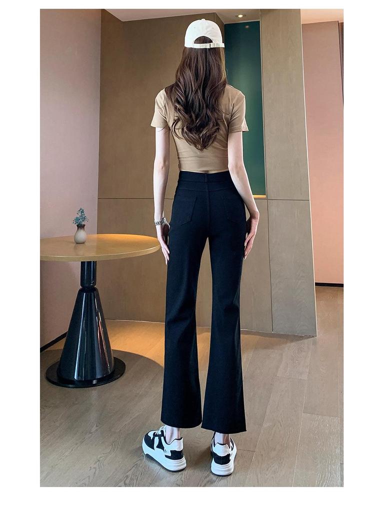 Women's Slimming Black Micro-Flare High-Waisted Jeans - Spring 2025 Petite Collection