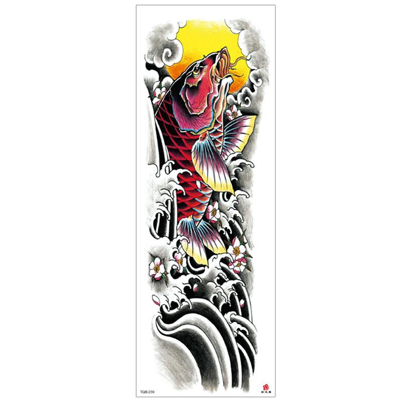 New Waterproof Full Arm Tattoo Stickers – Large Floral & Lion Design, Cross-Style, Hot Selling