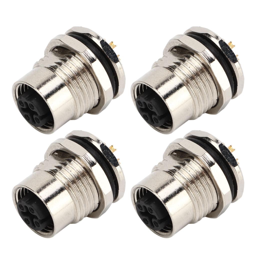 M12 4-poliger D-Typ Buchsen-Chassisstecker UV-beständig für Sensoren Aktuatoren Motoren Schienenverkehr