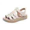 Red Dragonfly Women's Leather Sandals Soft Sole Versatile Comfortable Flat Beach Shoes WTK252381 Off-White Size 37