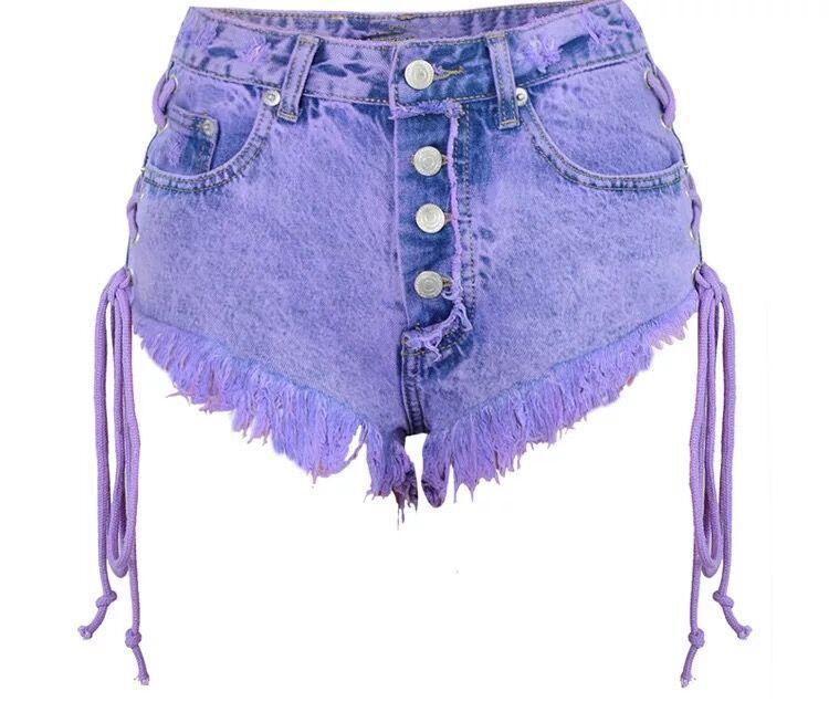 Buy Summer Shorts Women Vintage Purple 