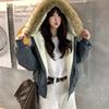 Winter Retro Fur Collar Hooded Parkas High Street Short Winter Jacket for Women Y2K Cotton Padded Outwear